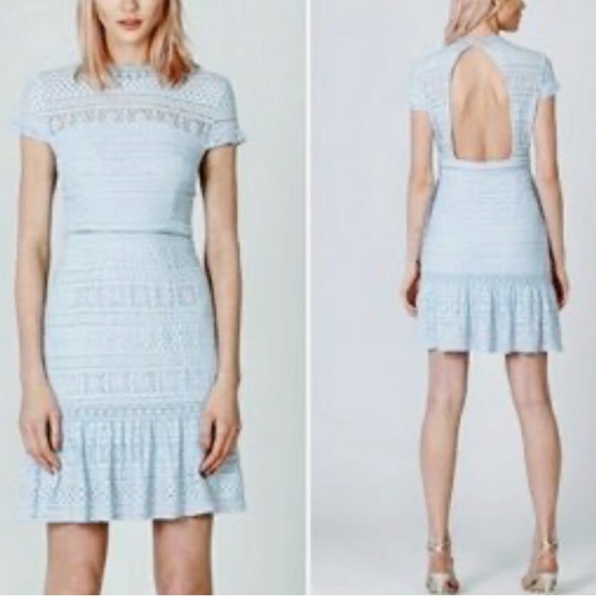 Foxiedox Ellie Fit And Flare Dress Blue Dress W/ Back Cut Out Size Medium